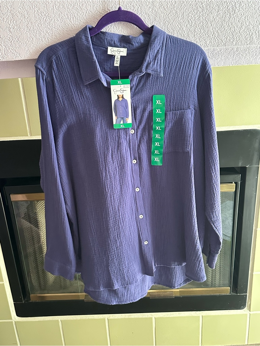 Jessica Simpson Deep Purple Long-Sleeve Button Down Shirt